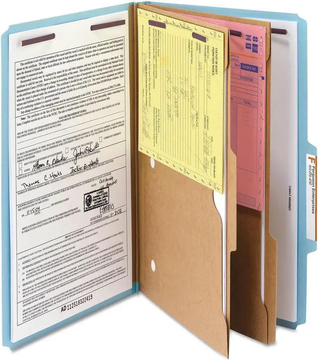 Alt view image 12 of 13 - Smead Pressboard Folders with Two Pocket Dividers Legal Six-Section Blue 10/Box 19081