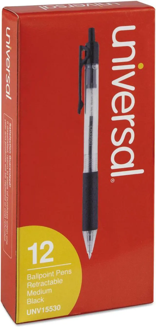 Alt view image 10 of 14 - UNIVERSAL Economy Retractable Ballpoint Pen Black Ink Clear 1mm Dozen 15530