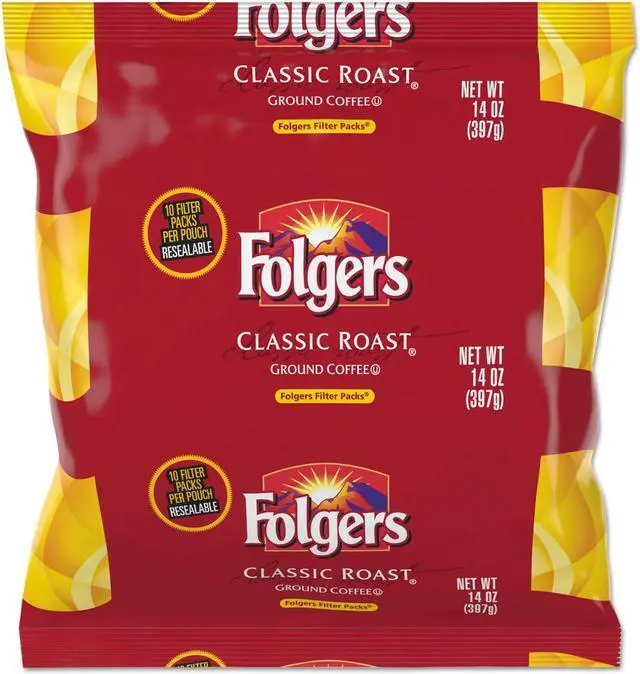 Alt view image 3 of 7 - Folgers Classic Roast Ground Coffee Filter Packs Ground - Regular - Classic - 1.4 oz - 40 / Carton  FOL10117