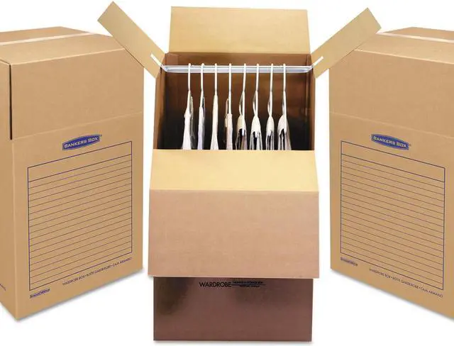 Alt view image 15 of 16 - Bankers Box SmoothMove Wardrobe Boxes 24l x 24w x 40h Kraft/Blue 3/Carton