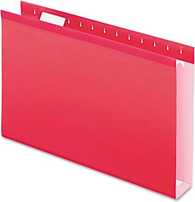 Alt view image 10 of 15 - Pendaflex Reinforced 2" Extra Capacity Hanging Folders 1/5 Tab Legal Red 25/Box 4153X2RED