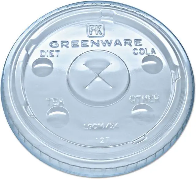 Alt view image 4 of 5 - Fabri-Kal Greenware Cold Drink Lids Fits 16-18 24 oz Cups X-Slot Clear 1000/Carton LGC1624