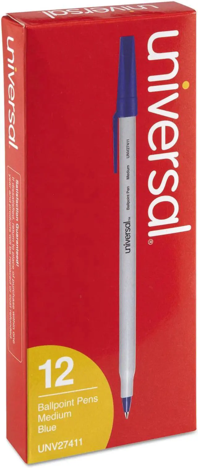 Alt view image 9 of 13 - UNIVERSAL Economy Ballpoint Stick Oil-Based Pen Blue Ink Medium Dozen 27411