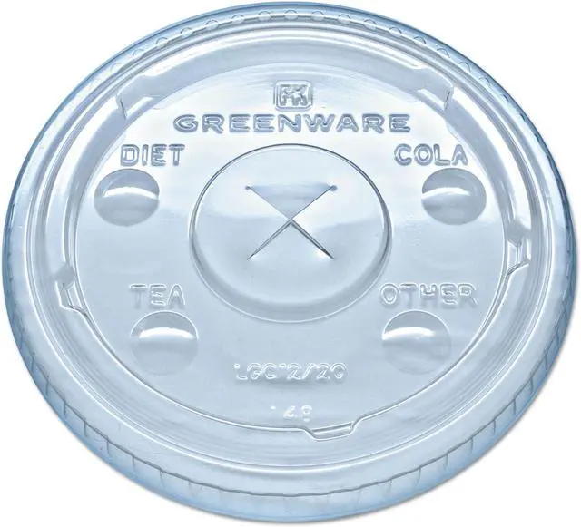 Main image of Greenware Cold Drink Lids Fits 9 12 20 oz Cups Clear 1000/Carton