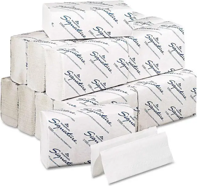 Alt view image 4 of 10 - Signature Paper Towel 9 1/5 x 9 2/5 White 125/Pack 16 Packs/Carton 21000