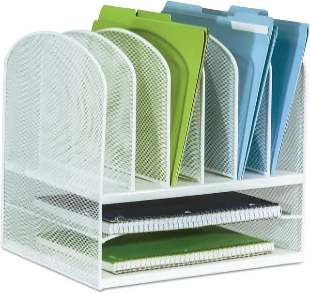 Main image of Safco Mesh Desk Organizer Eight Sections Steel 13 1/2 x 11 3/8 x 13 White 3255WH