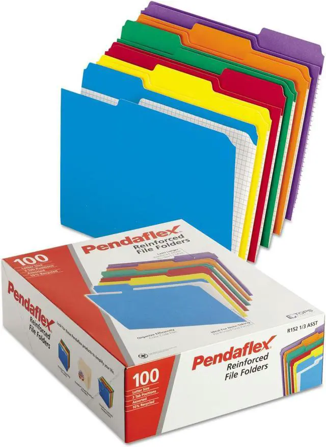 Alt view image 8 of 8 - Pendaflex Reinforced Top Tab File Folders 1/3 Cut Letter Assorted 100/Box