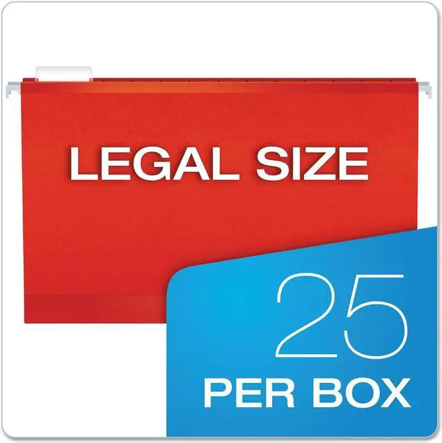 Alt view image 14 of 15 - Pendaflex Reinforced 2" Extra Capacity Hanging Folders 1/5 Tab Legal Red 25/Box 4153X2RED