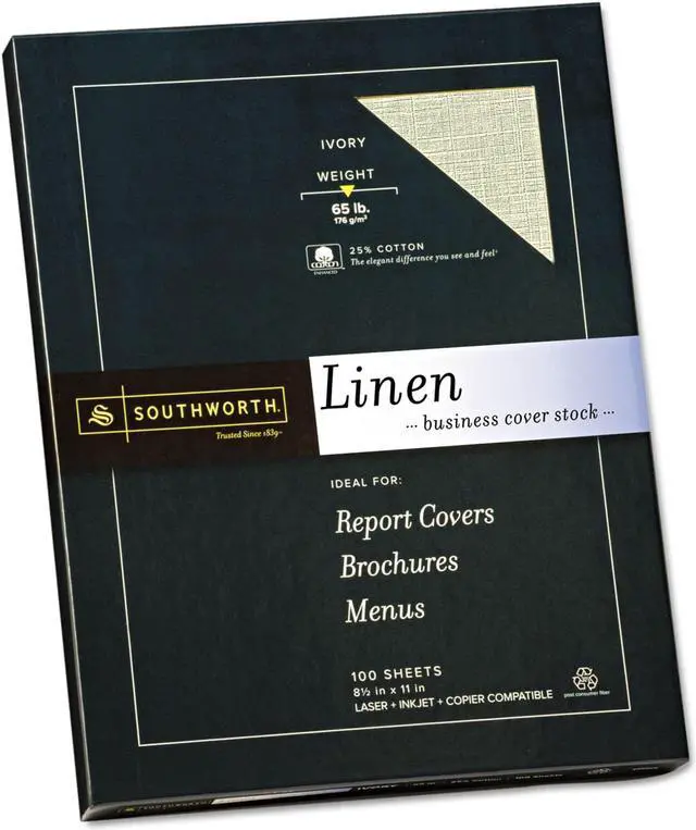 Alt view image 9 of 12 - Southworth Company SOUZ560CK Fine Linen Paper- 65lb- Acid-free-Lignin- Ivory