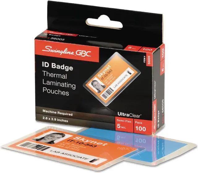 Alt view image 5 of 7 - Swingline UltraClear Thermal Laminating Pouch ID Badge 5mil 2 5/8 x 3 7/8 100/Pack 56005
