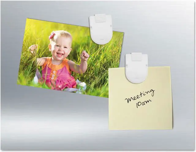 Alt view image 8 of 8 - Advantus Magnetic/Adhesive Clips, 0.25", White, 20/Box 75356