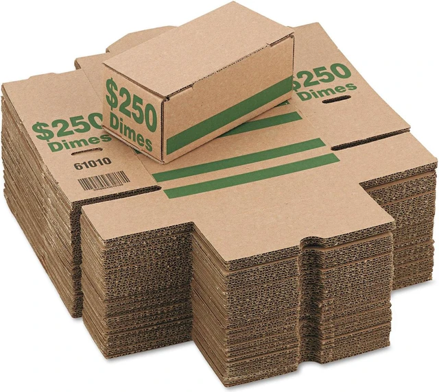 Alt view image 9 of 9 - PM Company 61010 Corrugated Cardboard Coin Storage w/Denomination Printed On Side, Green