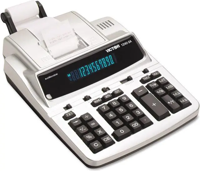 Alt view image 2 of 20 - Victor 1240-3A Antimicrobial Printing Calculator Black/Red Print 4.5 Lines/Sec 12403A