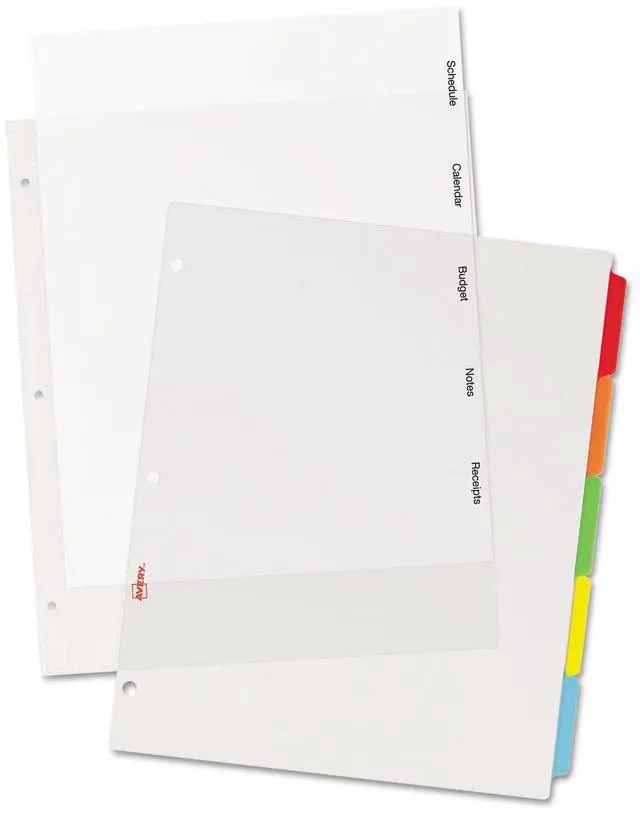 Alt view image 2 of 16 - Avery Clear View Plastic Dividers with Sheet Protector Multicolor 5-Tab Letter 16740