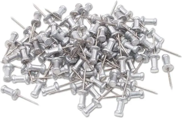 Alt view image 2 of 5 - Gem Aluminum Head Push Pins, Aluminum, Silver, 5/8", 100/Box CPAL5