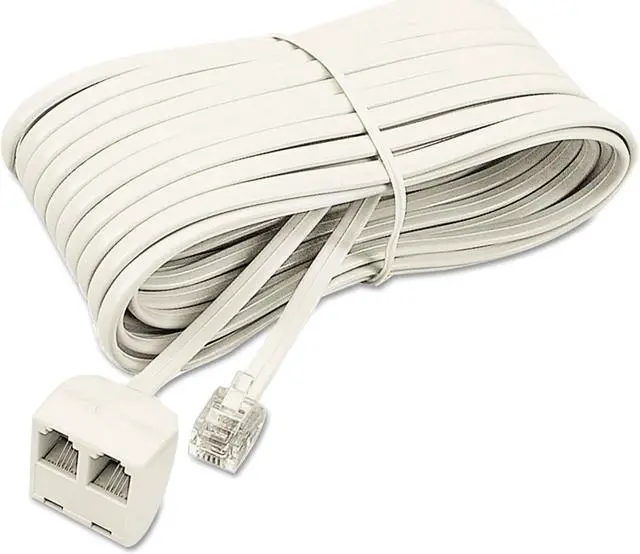 Alt view image 6 of 7 - Softalk 04130 Telephone Extension Cord- Plug/Dual Jack- 25 ft.- Almond