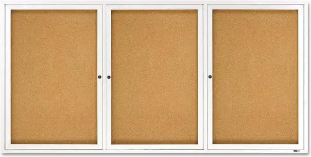 Alt view image 12 of 16 - Quartet Enclosed Bulletin Board Natural Cork/Fiberboard 72 x 36 Silver Aluminum Frame 2366