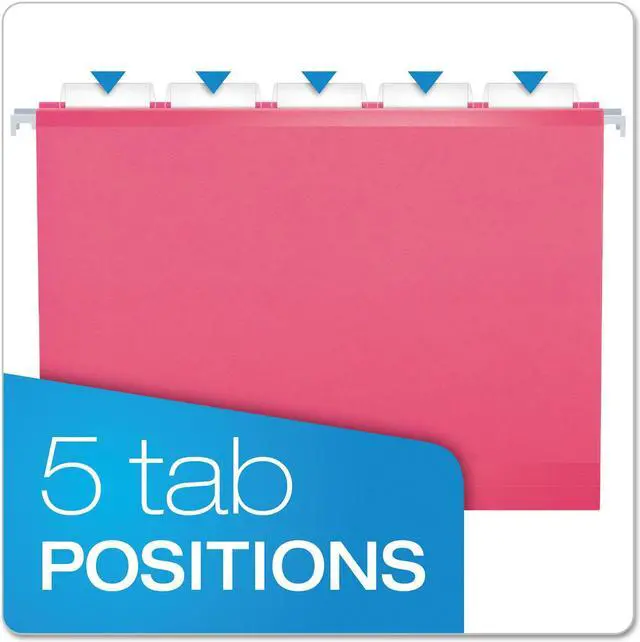 Alt view image 15 of 15 - Pendaflex Reinforced Hanging Folders 1/5 Tab Letter Pink 25/Box 415215PIN