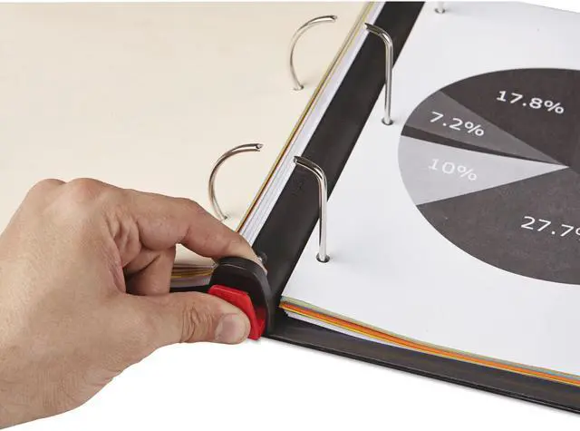 Alt view image 5 of 7 - UNIVERSAL Push-Open Deluxe Plus D-Ring View Binder 1-1/2" Capacity 8-1/2 x 11 Black 30721