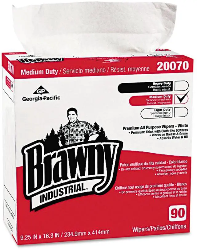Alt view image 2 of 20 - Brawny Heavy-Duty Shop Towels Cloth 9 1/10 x 16 1/2 100/Box 25070