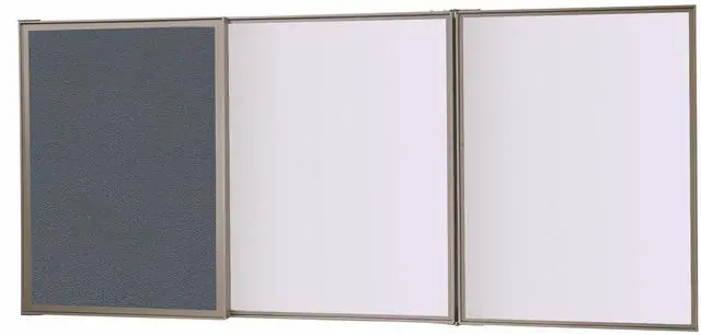 Alt view image 7 of 7 - Ghent 41302 VisuALL PC Whiteboard Cabinet with Fabric Bulletin Board Exterior Doors - 36" x 24" - Gray/White Surface, Satin Aluminum Frame