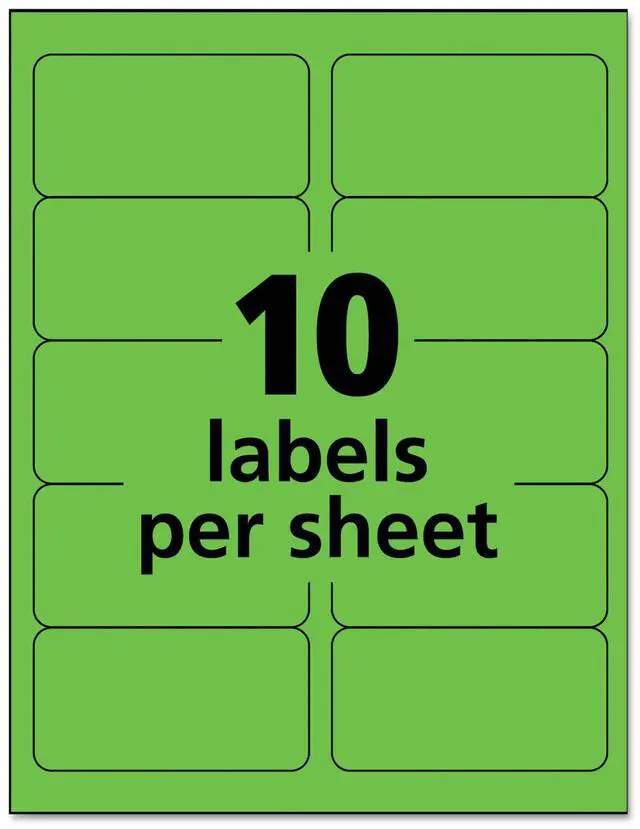 Alt view image 9 of 14 - Avery Neon Shipping Label Laser 2 x 4 Neon Green 1000/Box 5976