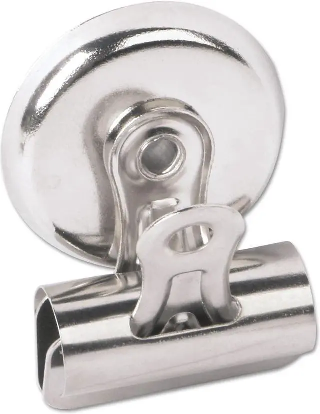 Main image of Universal Bulldog Magnetic Clips Metal 7/16" Capacity 1 1/4" Wide Nickel-Plated 18/PK 31260