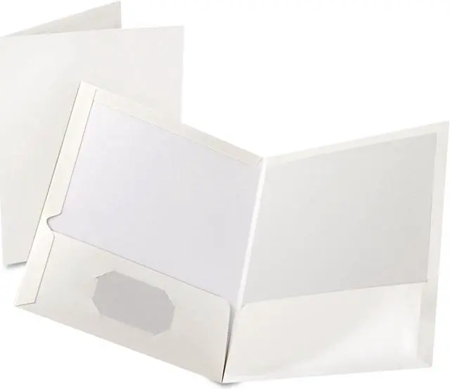 Main image of Oxford High Gloss Laminated Paperboard Folder 100-Sheet Capacity White 25/Box