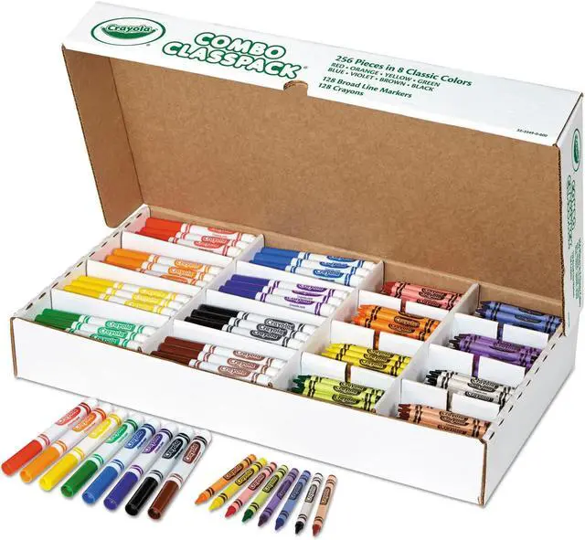 Alt view image 7 of 14 - Crayola 52-3349 Crayons And Markers Combo Classpack, Eight Colors, 256/Set