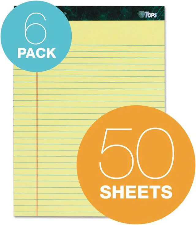 Alt view image 4 of 20 - TOPS Docket Ruled Perforated Pads 8 1/2 x 11 3/4 Canary 50 Sheets 6/Pack 63406