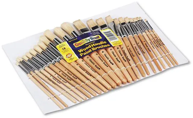 Alt view image 4 of 5 - Creativity Street Preschool Brush Set Sizes 1-12 Natural Bristle Flat; Round 24/Set 5172