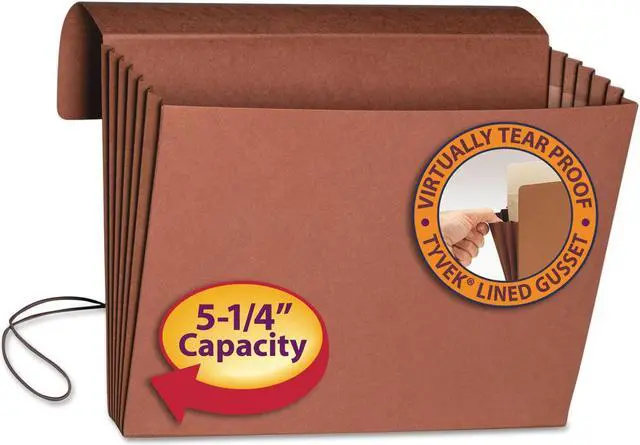 Alt view image 2 of 14 - Smead Extra-Wide 5 1/4" Exp Wallets w/Elastic Cord Redrope Legal Red 71189