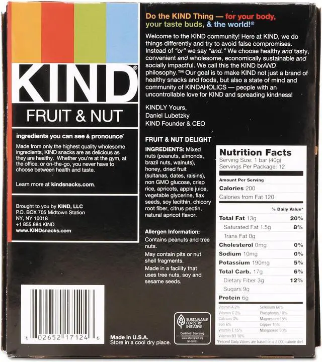Alt view image 10 of 10 - Kind Fruit and Nut Bars, Fruit and Nut Delight, 1.4 Oz, 12/Box 17824