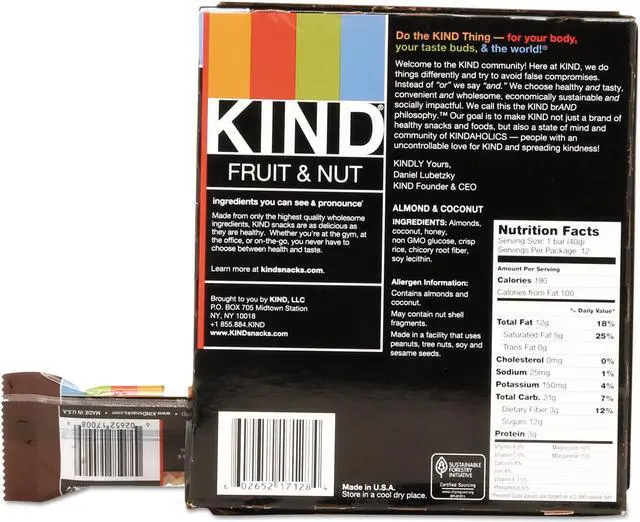Alt view image 10 of 12 - Kind Fruit and Nut Bars, Almond and Coconut, 1.4 Oz, 12/Box 17828