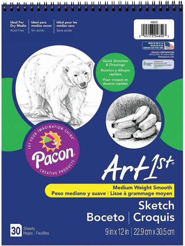 Alt view image 6 of 6 - Pacon 4850 Art1st Sketch Book 30 Sheet - 94 g/m² Grammage - 9" x 12" - 30 / Pad - White Paper