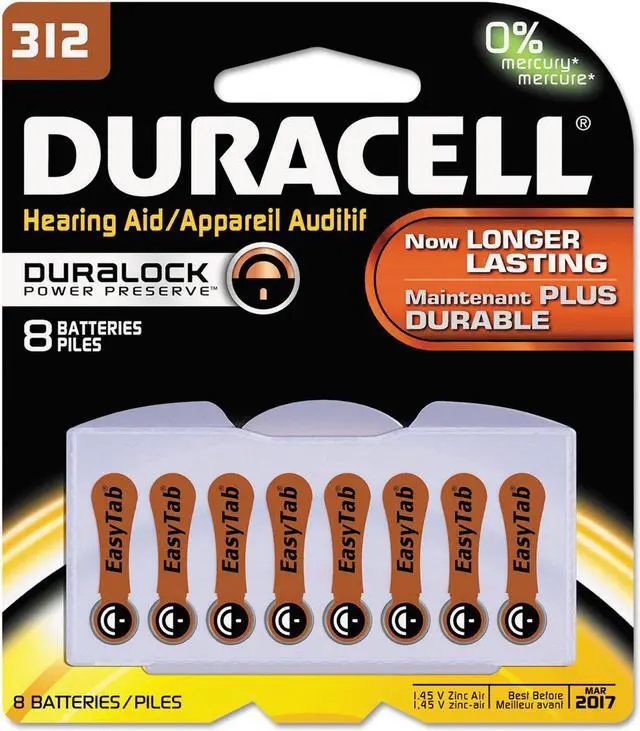 Alt view image 12 of 20 - DURACELL Hearing Aid Easy Tab 312 Zinc Air Battery, 8-pack