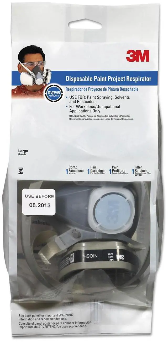 Alt view image 7 of 20 - 3M 66070 Half Facepiece Disposable Respirator 53P71, Organic Vapor/P95, Large