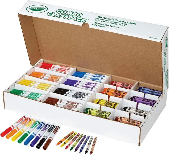 Alt view image 6 of 14 - Crayola 52-3349 Crayons And Markers Combo Classpack, Eight Colors, 256/Set
