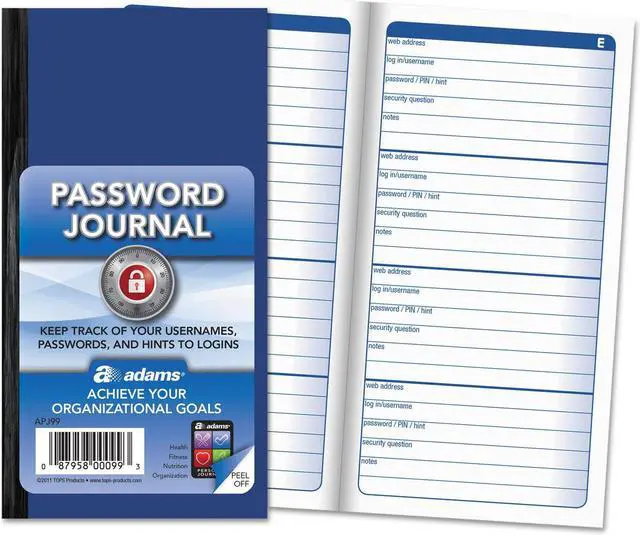 Alt view image 7 of 9 - Adams Password Journal 3 1/4 x 6 1/4 192 Entries APJ99