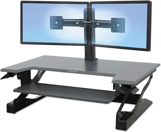 Alt view image 17 of 20 - Ergotron 33-397-085 WorkFit-T, Standing Desk Workstation (Black with Grey Surface)