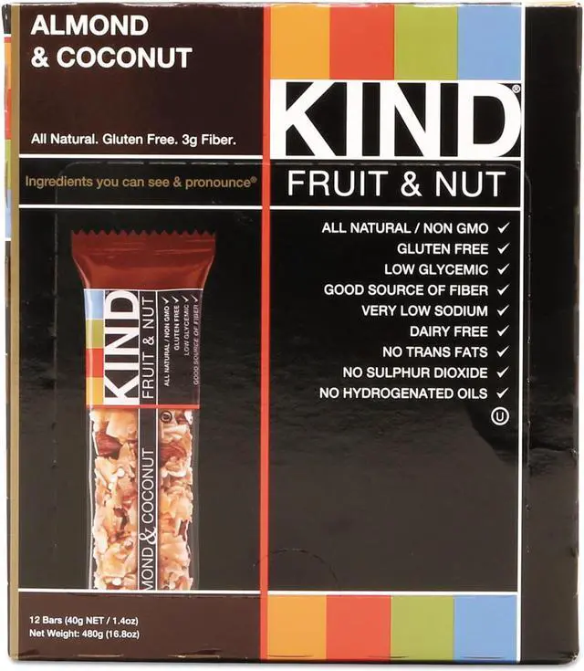 Alt view image 11 of 12 - Kind Fruit and Nut Bars, Almond and Coconut, 1.4 Oz, 12/Box 17828