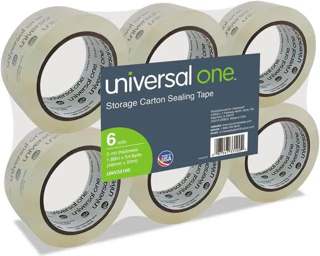 Alt view image 2 of 10 - UNIVERSAL Heavy-Duty Acrylic Box Sealing Tape 48mm x 50m 3" Core Clear 6/Pack