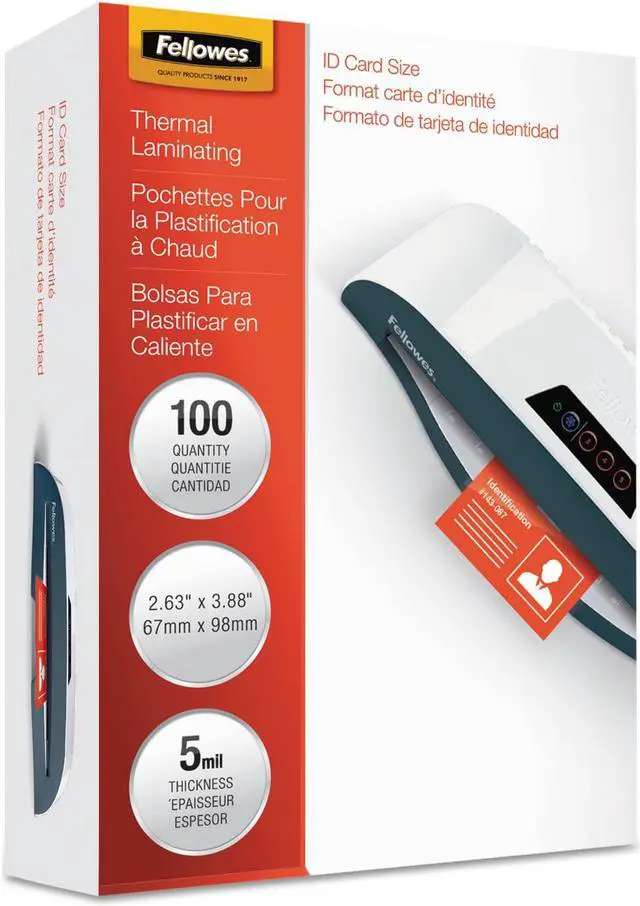 Alt view image 10 of 14 - Fellowes 52015 Laminating Pouches, 5 mil, 2 5/8 x 3 3/8, 100 per Pack