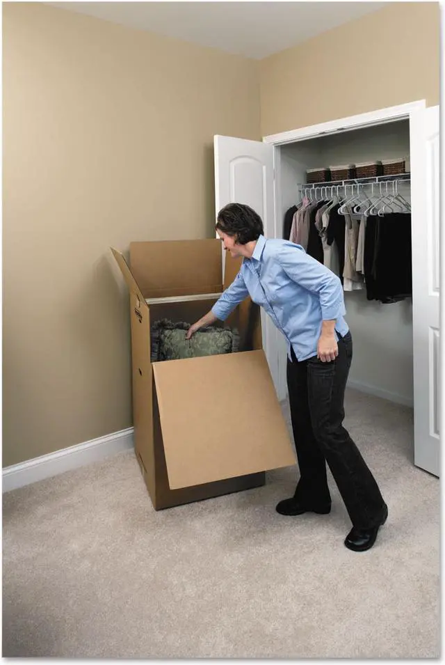 Alt view image 13 of 16 - Bankers Box SmoothMove Wardrobe Boxes 24l x 24w x 40h Kraft/Blue 3/Carton