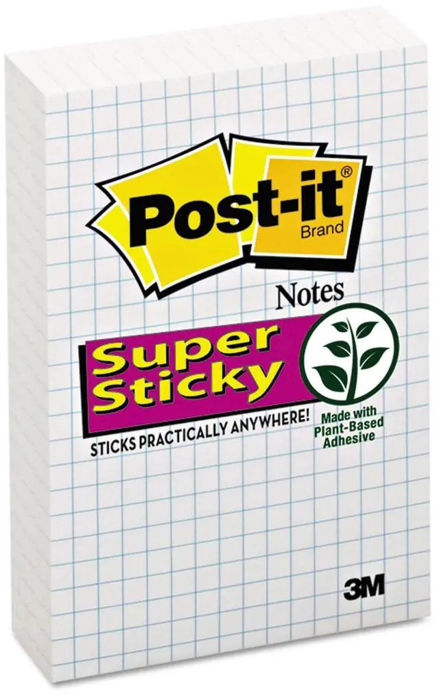 Alt view image 7 of 12 - 3M 660SSGRID Grid Notes, 4 x 6, White with Blue Grid, 3 90-Sheet Pads/Pack