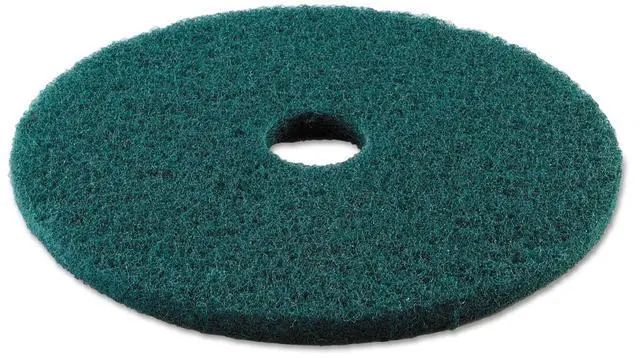 Alt view image 2 of 9 - Boardwalk Standard Heavy-Duty Scrubbing Floor Pads 19" Diameter Green 5/Carton