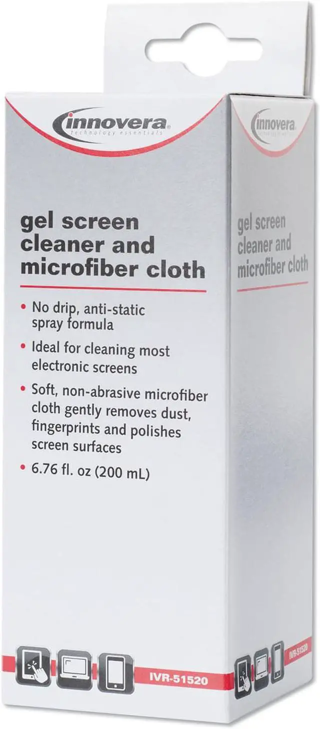 Alt view image 10 of 11 - Innovera Anti-Static Gel Screen Cleaner w/Gray Microfiber Cloth 4oz Spray Bottle