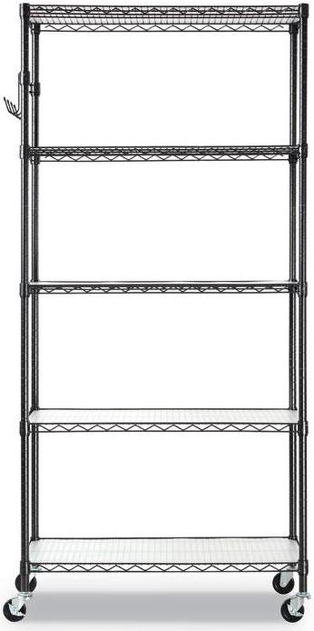 Alera 5-Shelf Wire Shelving Kit Casters and Shelf Liners 36x18x72