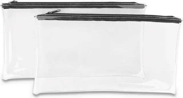 Main image of Zippered Wallets/Cases, 11w x 6h, Clear/Black, 2/PK 69026