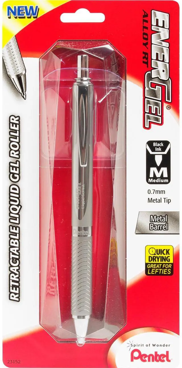 Alt view image 4 of 14 - Pentel EnerGel Alloy Retractable Liquid Gel Pen
Medium Pen Point Type - 0.7 mm Pen Point Size - Black Ink - Metallic Silver Barrel - 1 / Pack